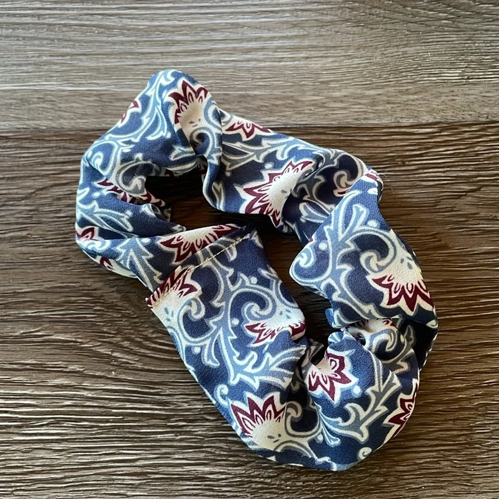 Set of Two Scrunchies - Purple and Blue Patterned